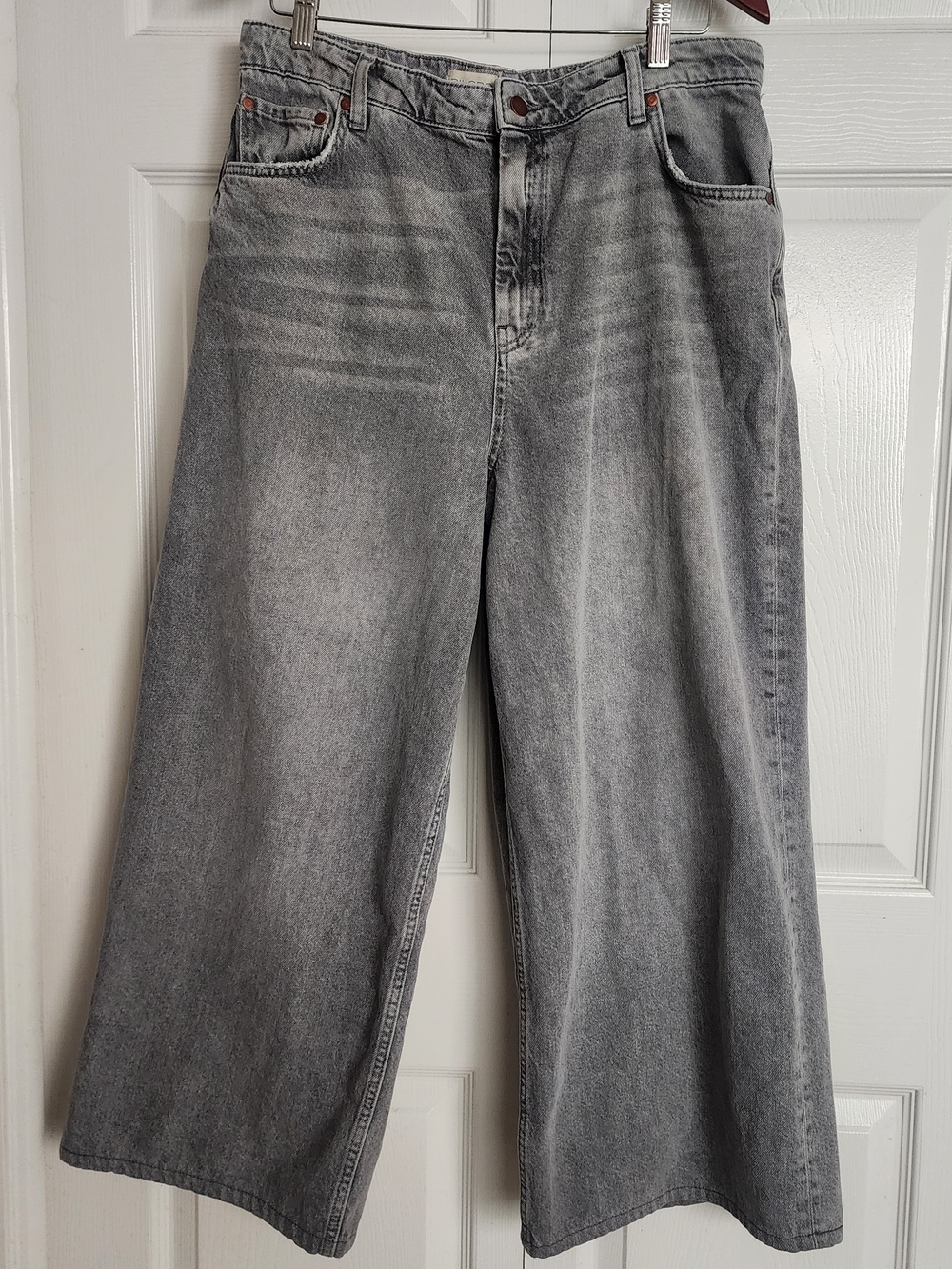 Anthropologie Pilcro High-Rise Wide-Leg Gray Denim Jeans, Womens Sz 31